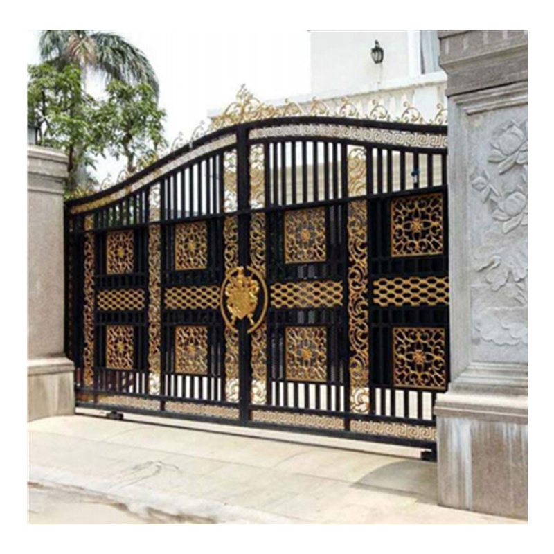 CBMmart Custom Design Tree Pattern Wrought Iron Driveway Gate Double Swing Electric/Manual Open Gates