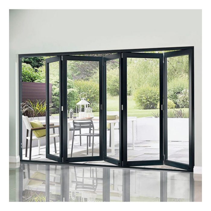 CBMMART Outdoor Exterior Bifold Doors Modern Designs Aluminum Alloy Double Tempered Glass Bi Folding Door Patio