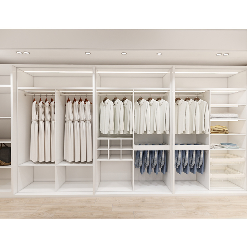 CBMmart White Minimalist Melamine Walk In Closet Bedroom Dressing Room Closet with Shaker Style Door Wardrobe