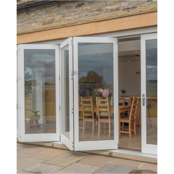 CBMMART Patio Soundproof Bifold Doors Foldable Door Tempered Glass Aluminum Sliding Folding Doors