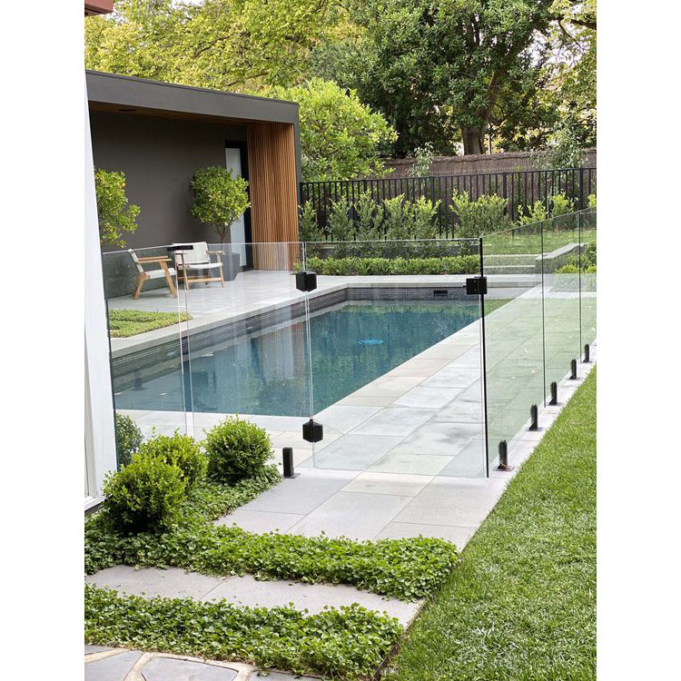 cheap price exterior balcony stainless steel floor mounted spigot tempered glass pool glass fence