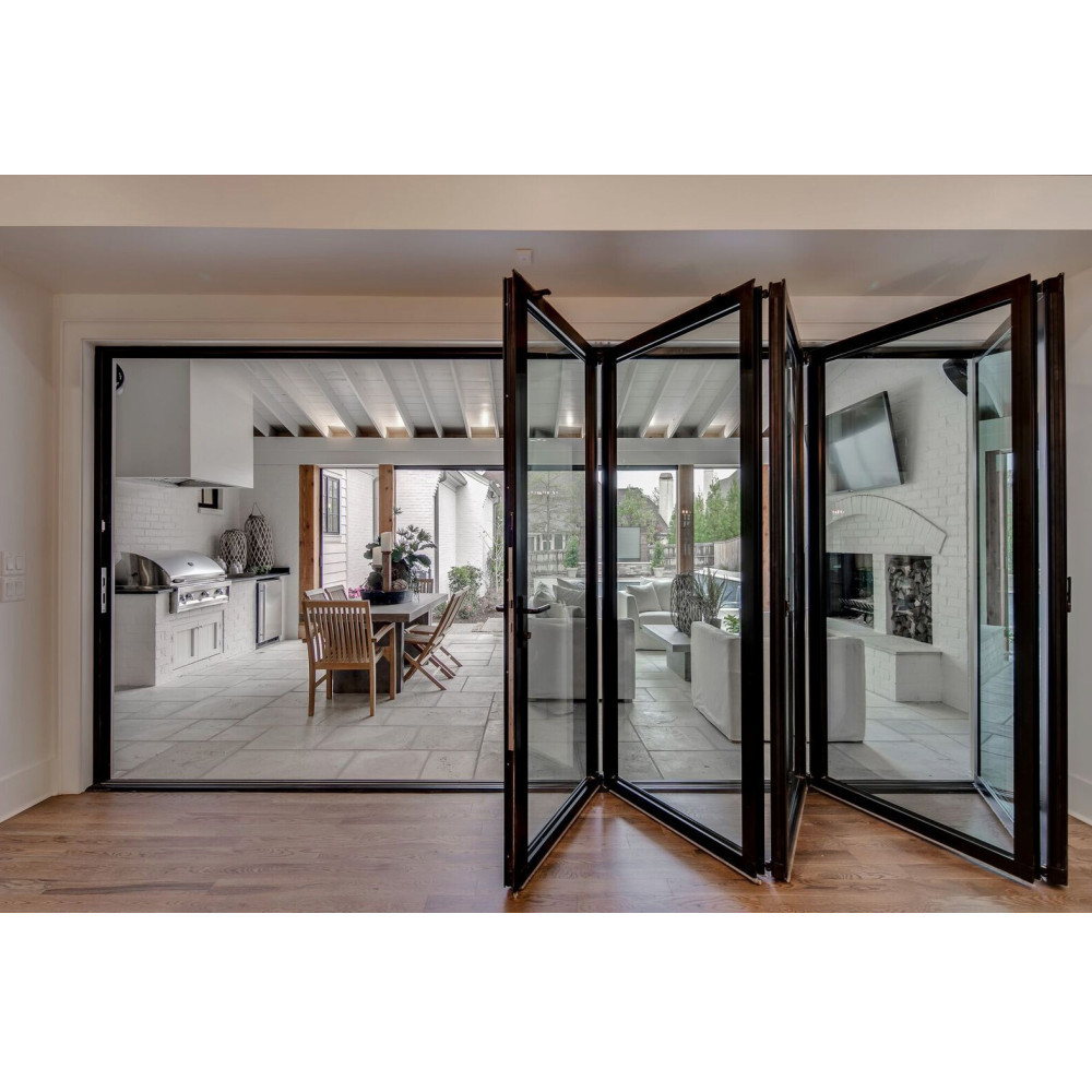 Thermal Break Aluminum Sliding bi folding Glass Door Exterior Aluminium Bifold Patio Doors