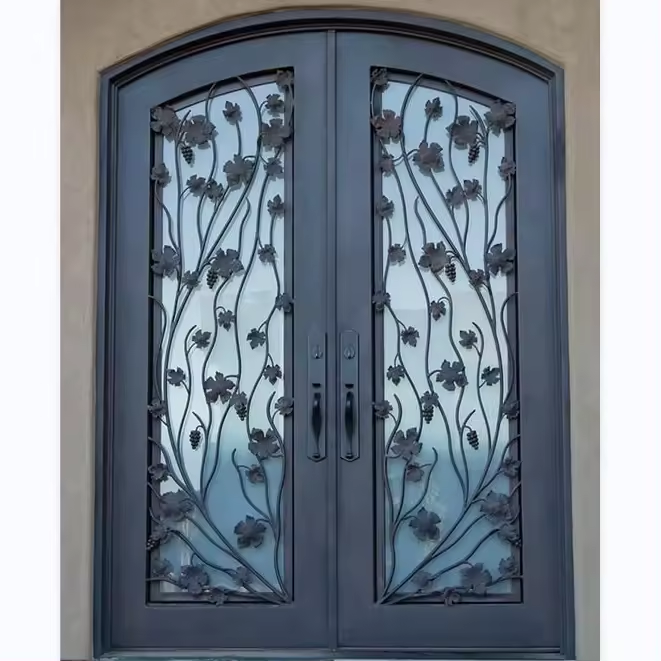 Modern design metal double entrance door iron grill door designs