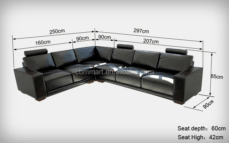 Black color living room sectional leather sofa A1121