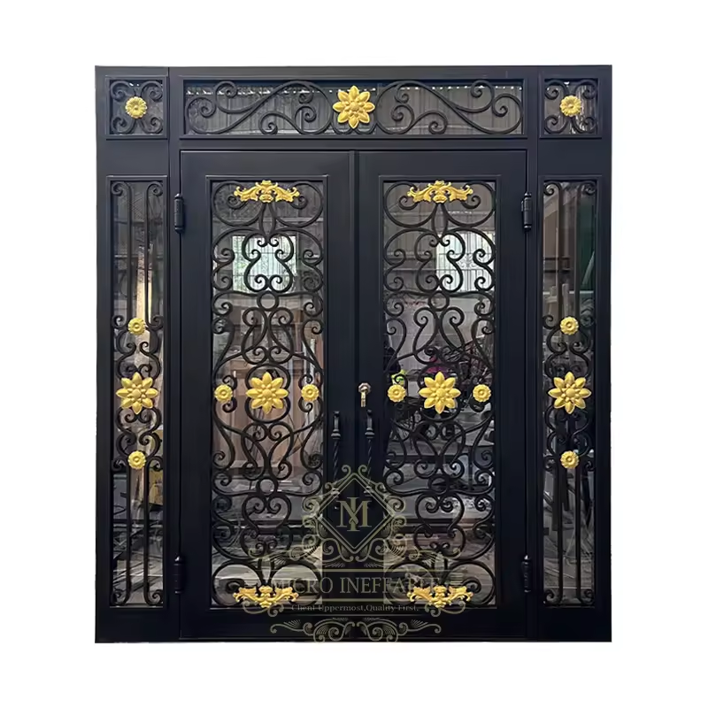 Modern design metal double entrance door iron grill door designs