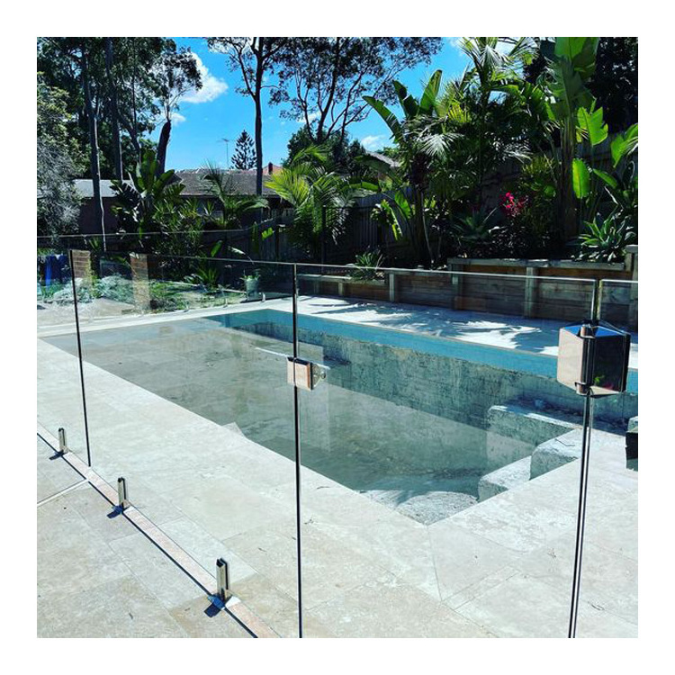 cheap price exterior balcony stainless steel floor mounted spigot tempered glass pool glass fence