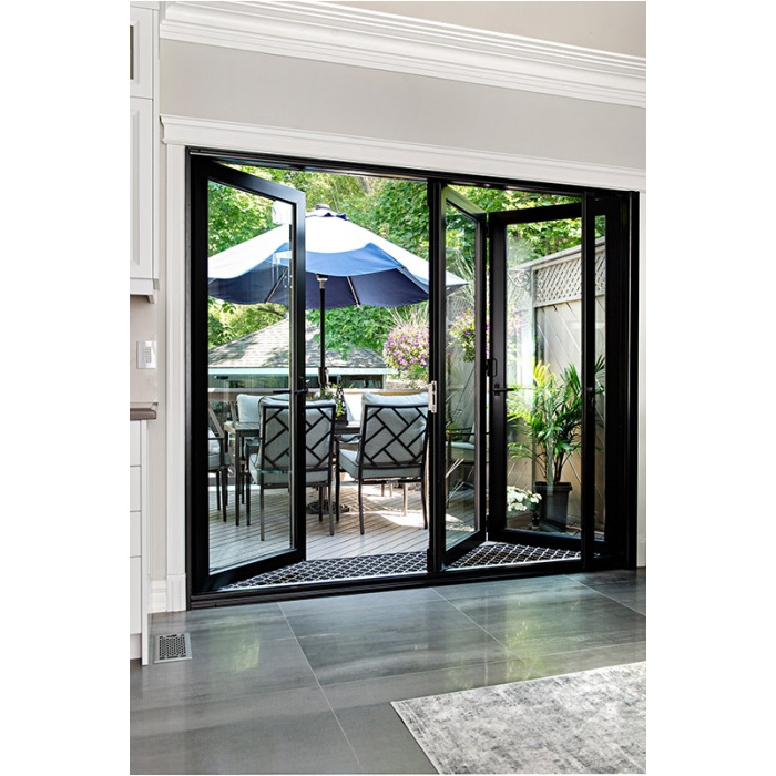 CBMMART Patio Soundproof Bifold Doors Foldable Door Tempered Glass Aluminum Sliding Folding Doors