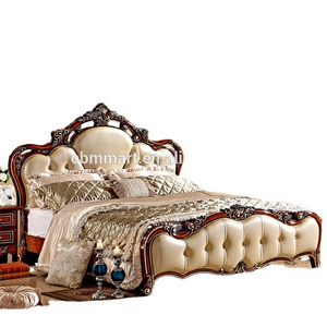 Luxury Bedroom Furniture Rubber Wood Royal King Size Bed MS102