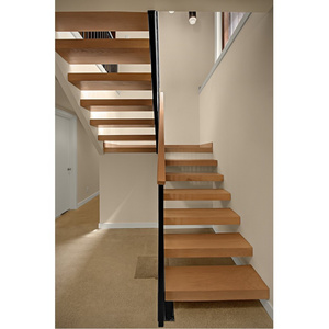 Elegant Style Invisible Steel Stringer Floating Staircase Hidden Cantilever Stairs Wooden Steps Floating Stair