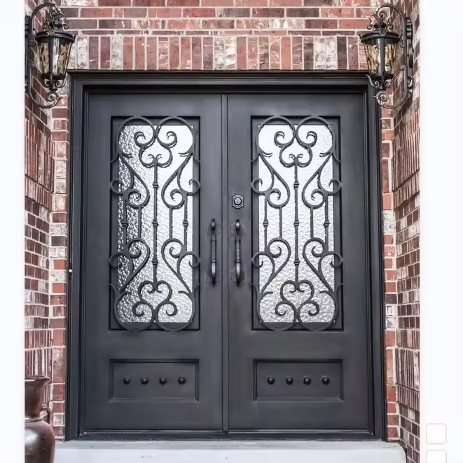 Hot selling black metal entrance door wrought iron doors for sale