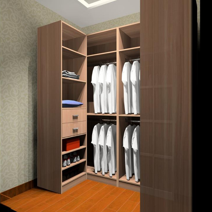 Bedroom opening closet L-shape wardrobe