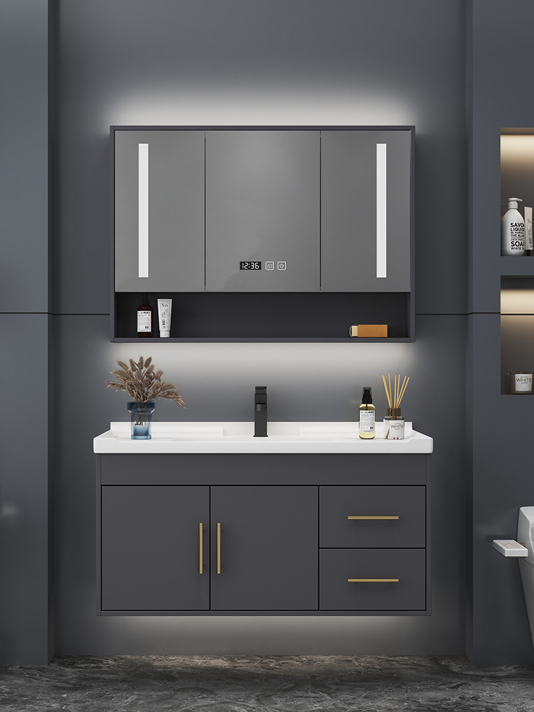 Modern Style Corner Wall Modern Bathroom Wooden Cabinets Bathroom Vanity