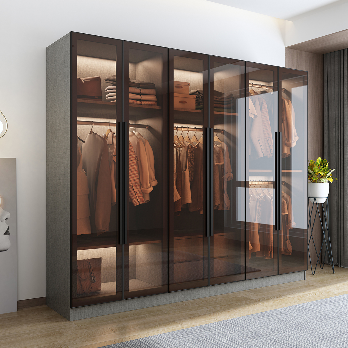 2022 New arrival Bedroom dresser wardrobe Modern custom closet Walk In Wardrobes with LED light