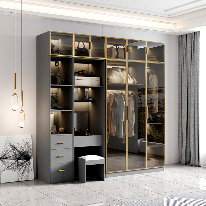 2022 New arrival Bedroom dresser wardrobe Modern custom closet Walk In Wardrobes with LED light