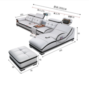 Living Room Projector Massage Sofa Sets Sectional Modern design  l Shape leather Furniture Massage sofa