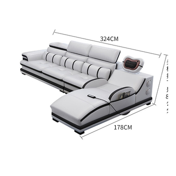 Living Room Projector Massage Sofa Sets Sectional Modern design  l Shape leather Furniture Massage sofa