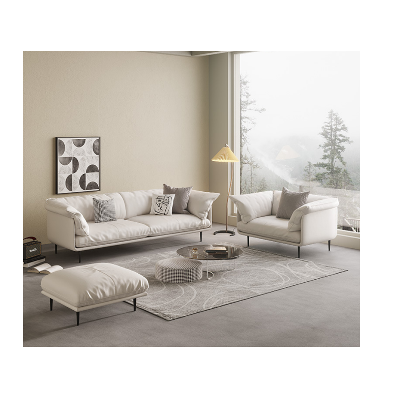 Couch Living room I Shape  Leather modern sofa white