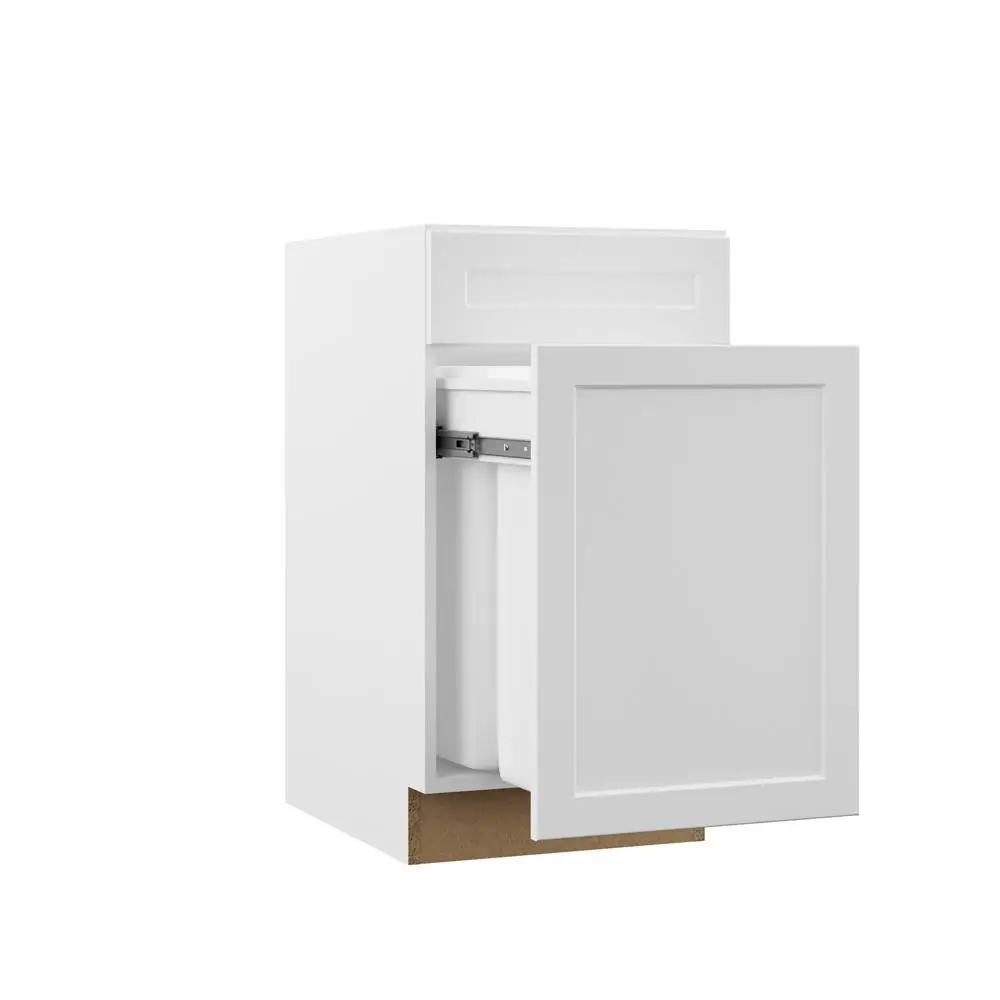 CBMMART RTA Assembled 18x34.5x24 in. Dual Pull Out Trash Can Base Kitchen Cabinet in White