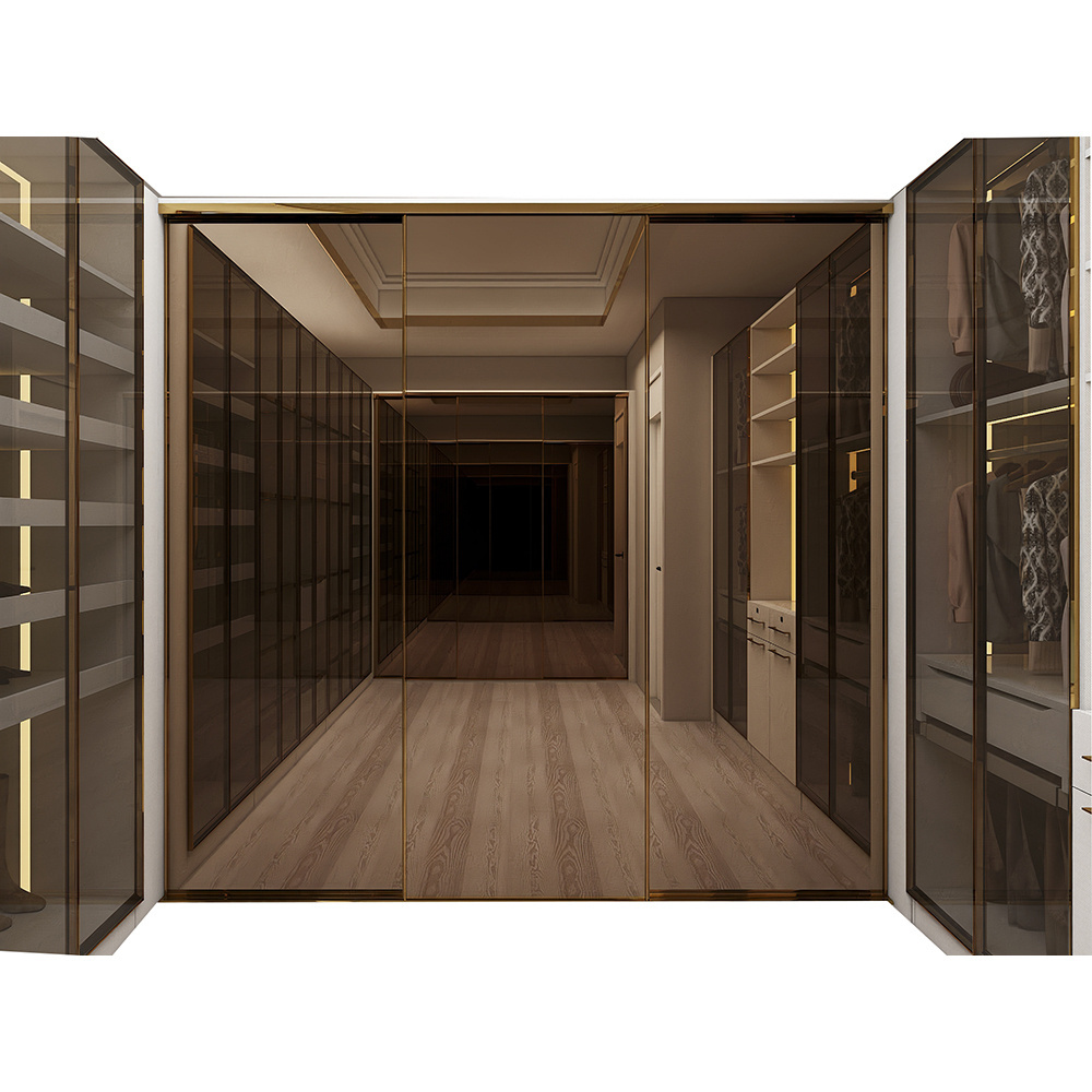 CBMmart Armoire bedroom furniture dressing room smoked glass doors walk in closet