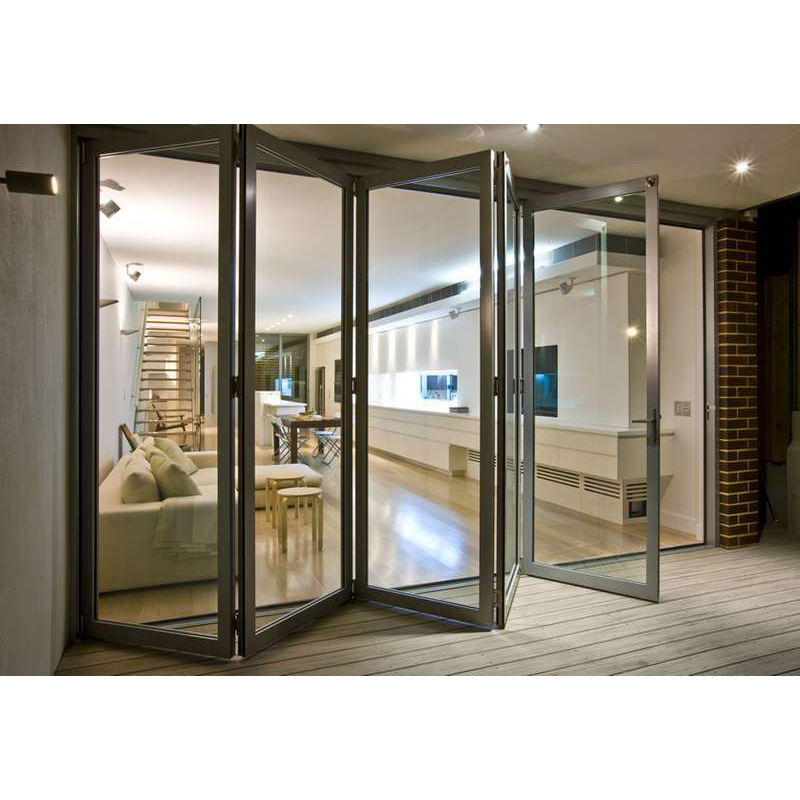 Standard Patio Black Aluminum Frame Glass Stack Bifold Doors Sliding Doors