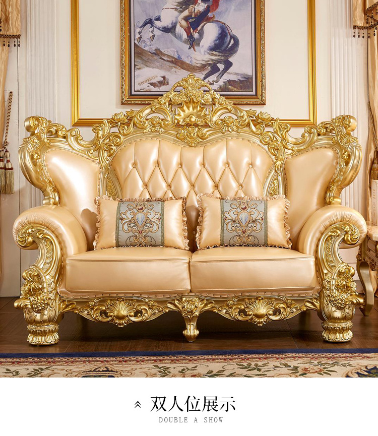 Factory price Italian royal sofa set furniture genuine leather living room sofas