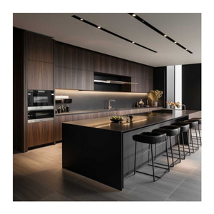 America Canada Villa Apartment Luxury Pantry Kitchen Cabinets Living Room Solid Wood LED Light Accessories Furniture Cabinet Set