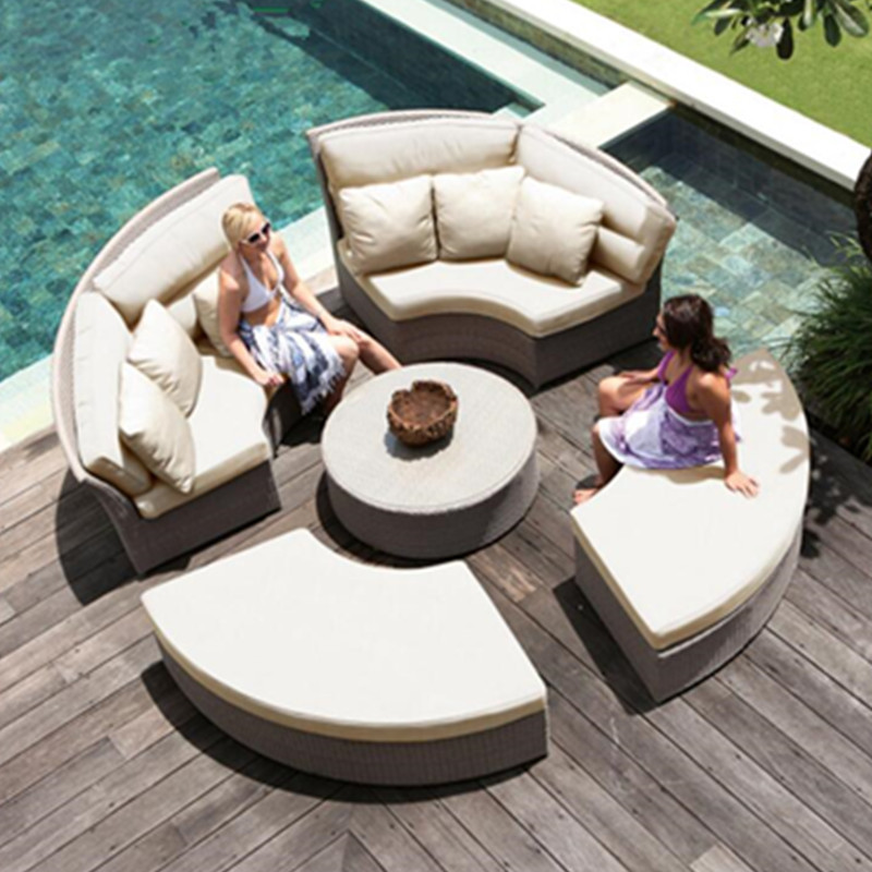 Famous new design aluminium rattan white wicker outdoor sofa