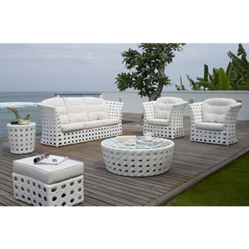 Famous new design aluminium rattan white wicker outdoor sofa