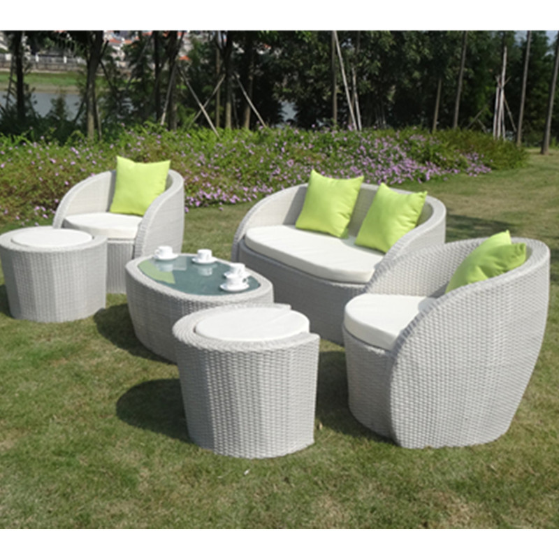 Famous new design aluminium rattan white wicker outdoor sofa