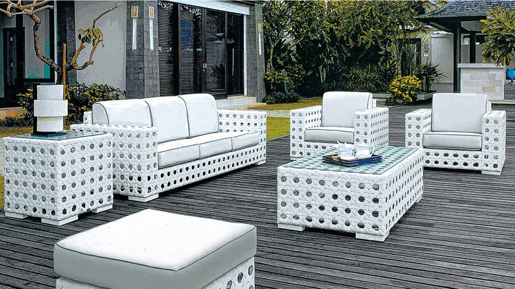 Famous new design aluminium rattan white wicker outdoor sofa