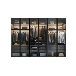 Modern Bedroom Furniture His and Hers Closets Aluminum Glass Door Cabinet Wardrobe Closet