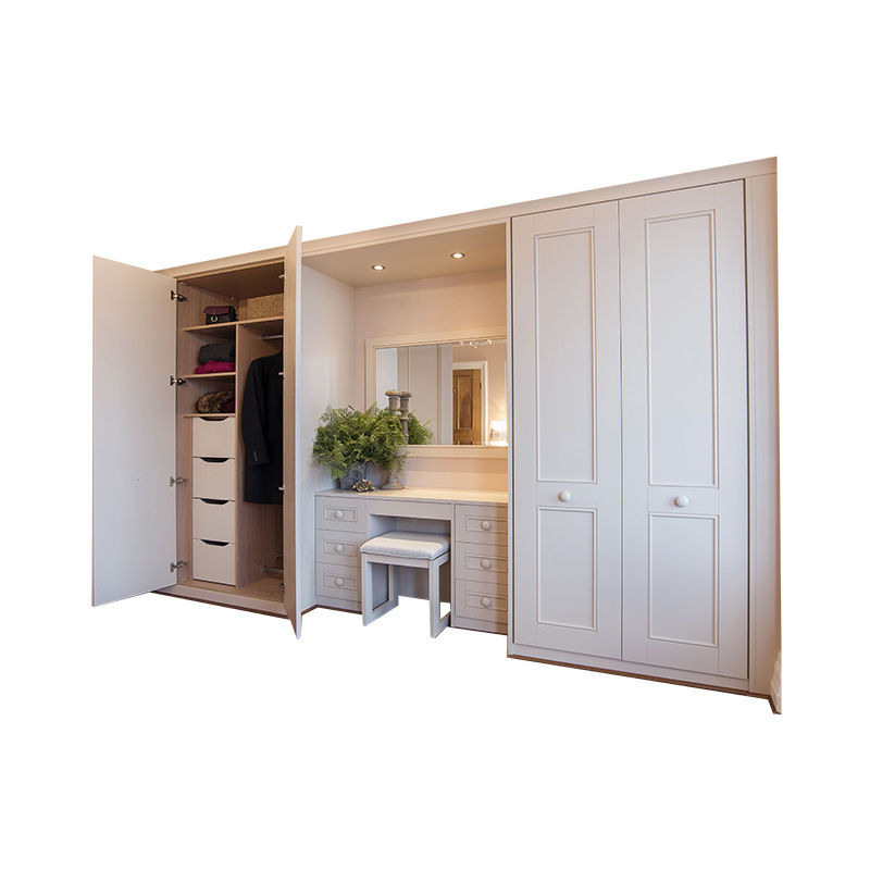 Customized free standing bedroom furniture white wardrobe