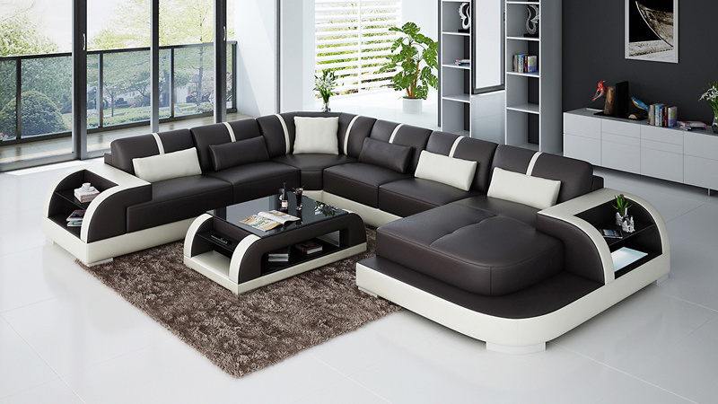 CBMMART multi color leather sofa, modern u shape sectional sofa