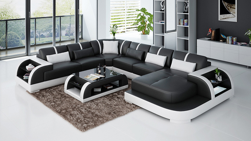 CBMMART multi color leather sofa, modern u shape sectional sofa