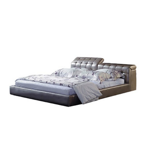 CBMMART 2019 hot sell genuine light grey king size bed with adjustable headrest