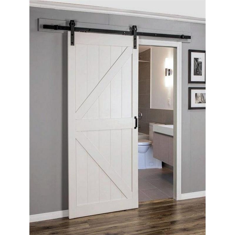 Wooden double bathroom sliding barn door with roller and fittings doors