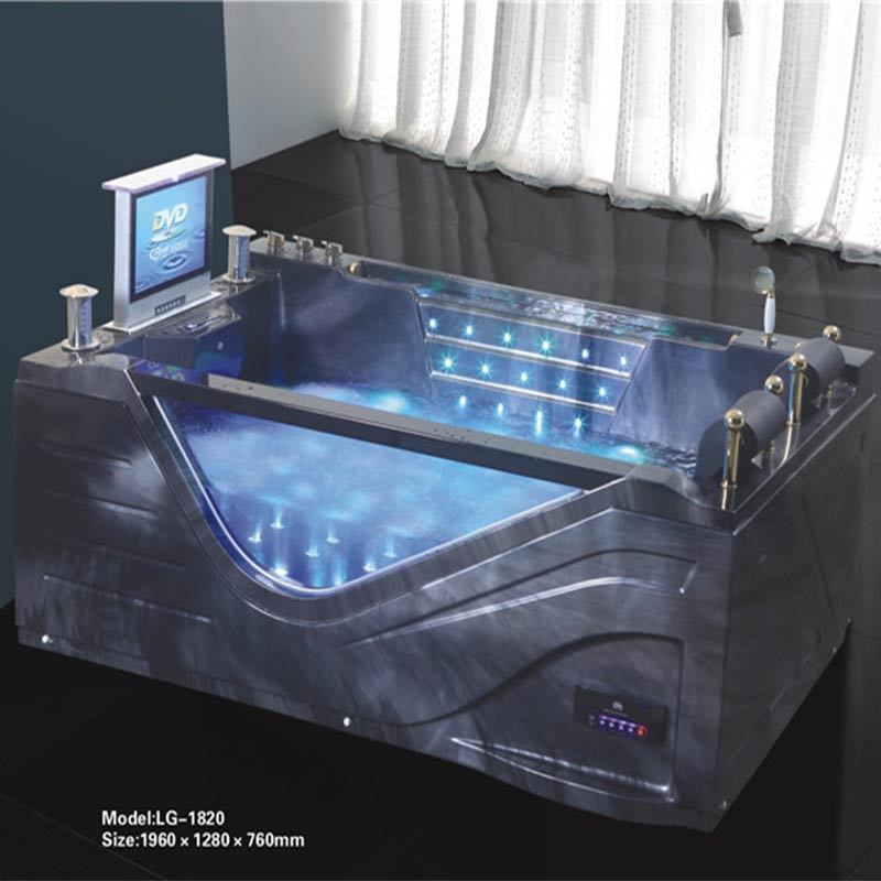 Acrylic Hydro Massage Bathtub With LED Light and TV Display