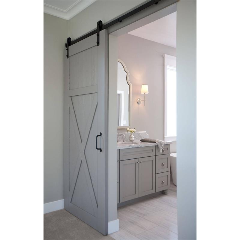 Wooden double bathroom sliding barn door with roller and fittings doors