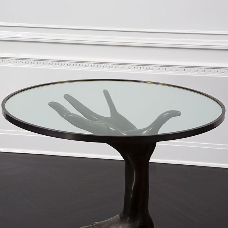 Italian art hand shaped corner table design  luxurious and sculptural premium bronze centre table