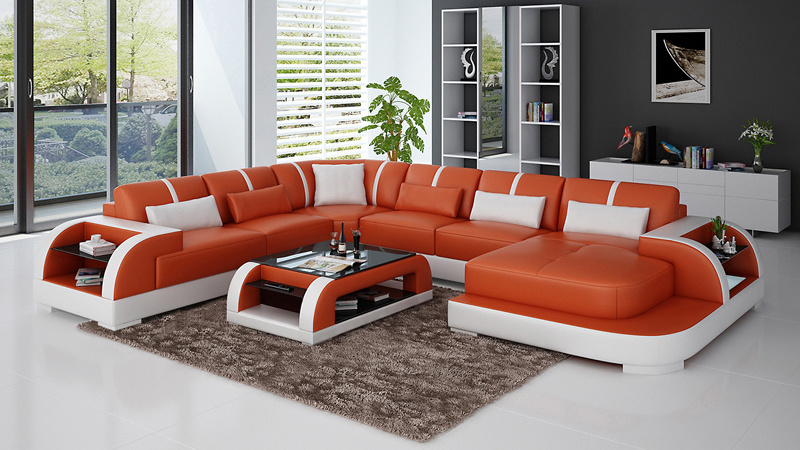 CBMMART multi color leather sofa, modern u shape sectional sofa