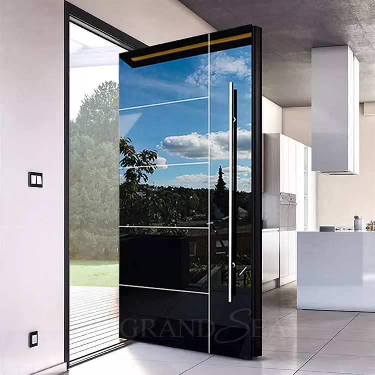 Big Size House Entry Entrance Tailored Door Design Modern Exterior Prehung High Gloss Piano Finish Pivot Front Doors