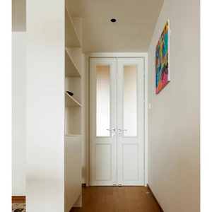 French White Lacquer  High Quality Interior Double Door with Glass for Pantry