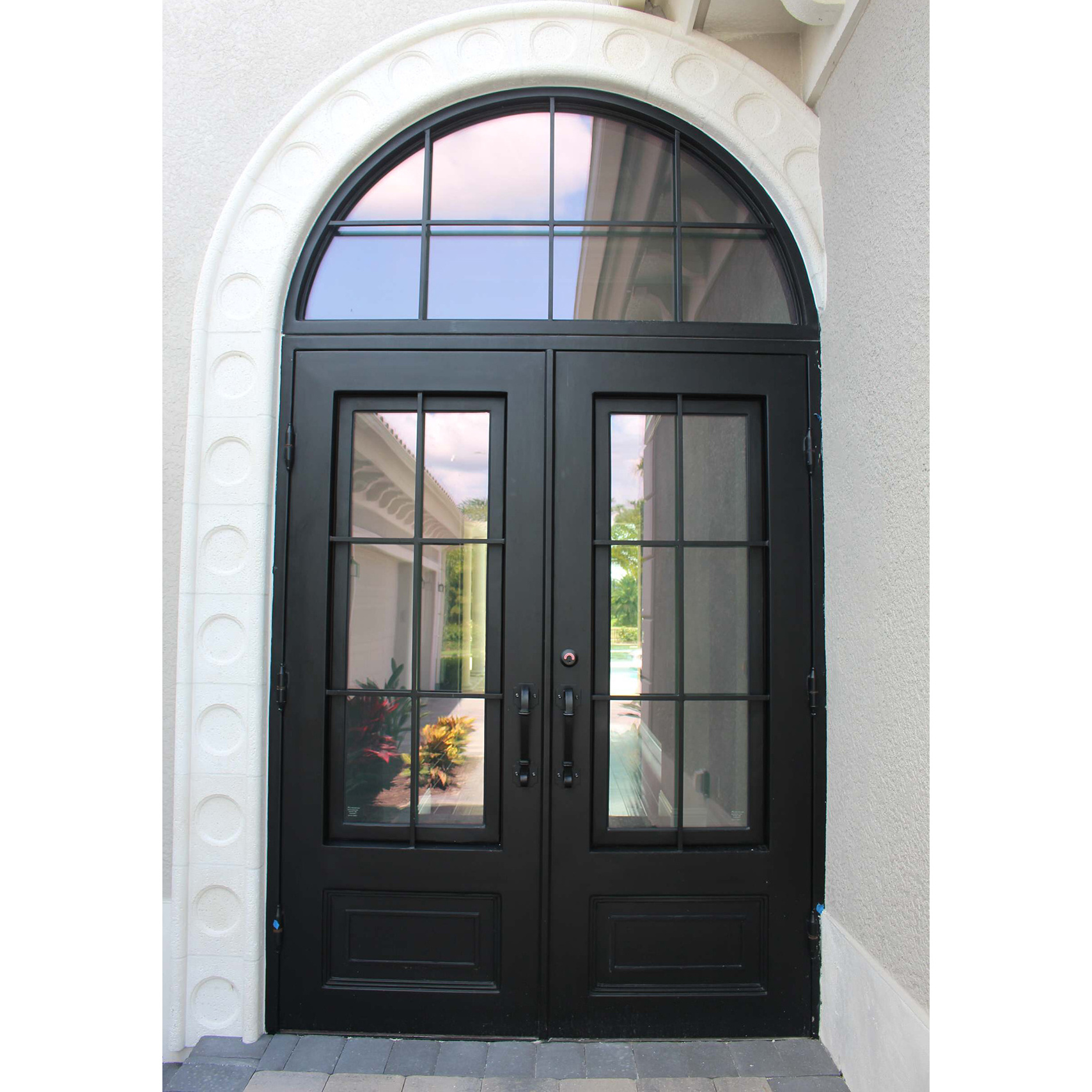 Cheap Price Nigeria Catalogue Cast Arches Front Double Galvanized Entrance Entry Wrought Iron Door With Sidelight