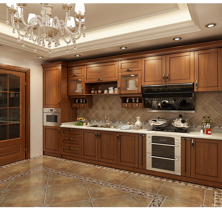 North American Customized Kitchen Pantry Furniture Classic Cherry Wood Kitchen Cabinets