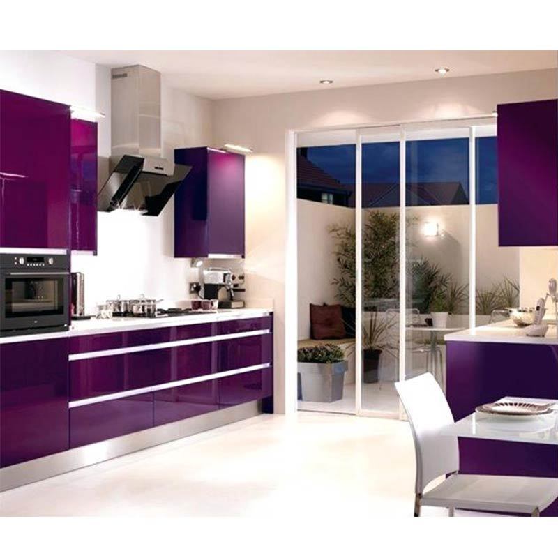 Best quality elegant purple high gloss kitchen cabinet