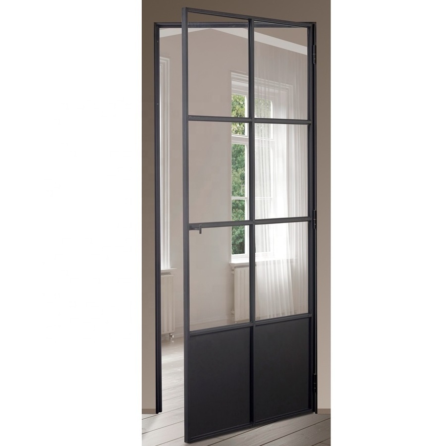 Double Glass Aluminium Soundproof  Exterior French Doors Swing Door with Mirror