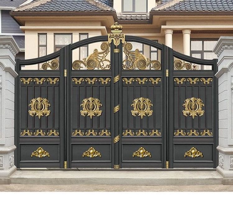 CBMmart Villa Gold Wrought Iron Main Gate Designs Garden Electric Fencing Trellis Sliding Motor Manual Key Access gates