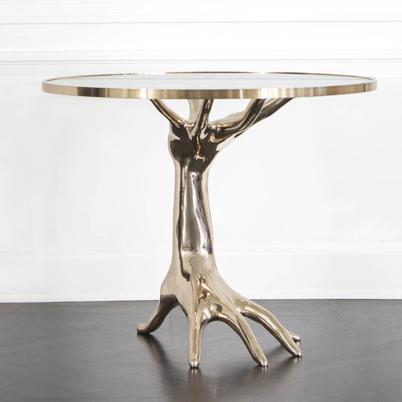 Italian art hand shaped corner table design  luxurious and sculptural premium bronze centre table