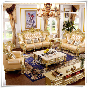 Factory price Italian royal sofa set furniture genuine leather living room sofas