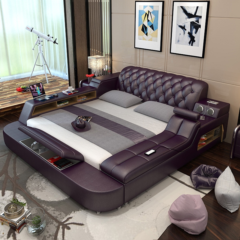 Multifunctional Smart Bed Bedroomsets Leather Modern Bed Tatami Luxury Massage Double Single Bed